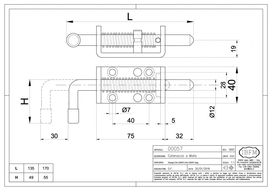 IBFM Art. 57 Catenaccio con Molla