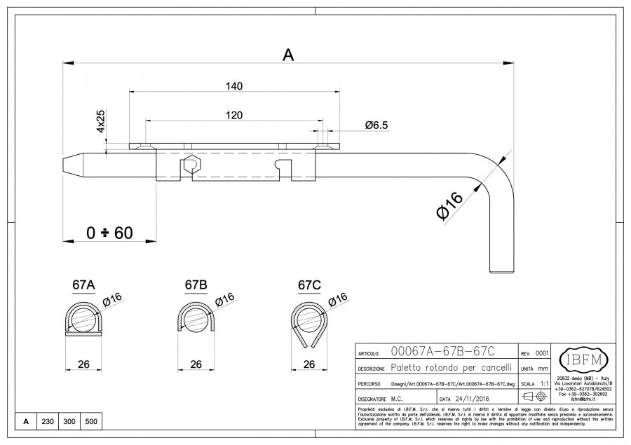 IBFM Art. 67/A-67/B-67/C Paletto Rotondo per Cancelli
