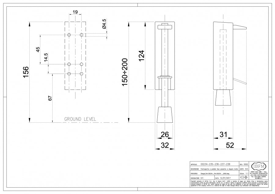 IBFM Art. 234/235/236/237/238 Fermaporta a Pedale