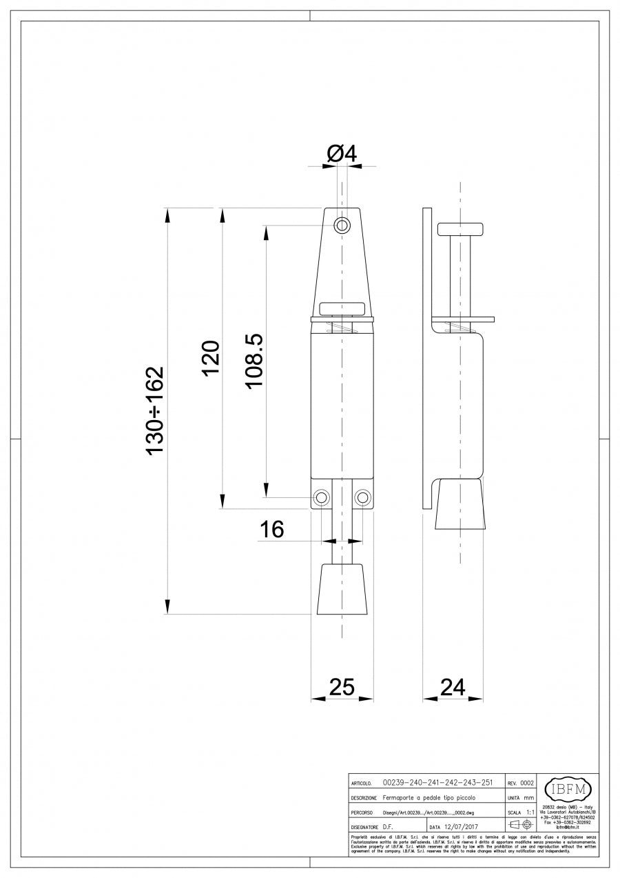 IBFM Art. 239-240-241-242-243-251 Fermaporta a Pedale Tipo Piccolo