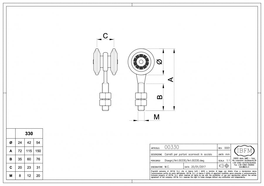 IBFM Art. 330 Carrello per Portone Scorrevole