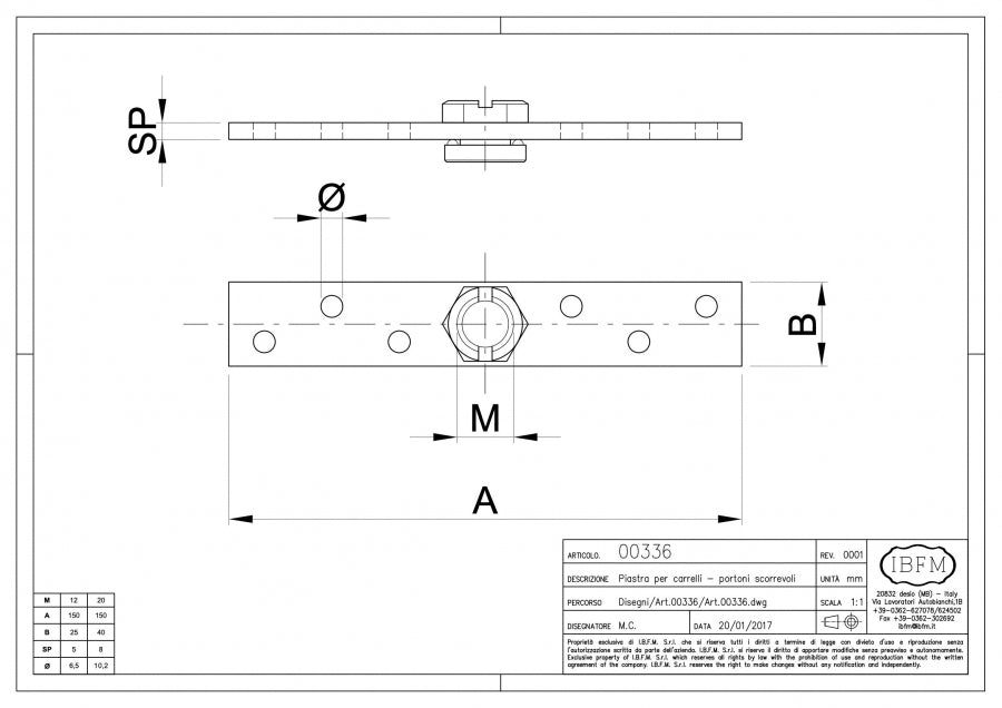 IBFM Art. 336 Piastra per carrelli