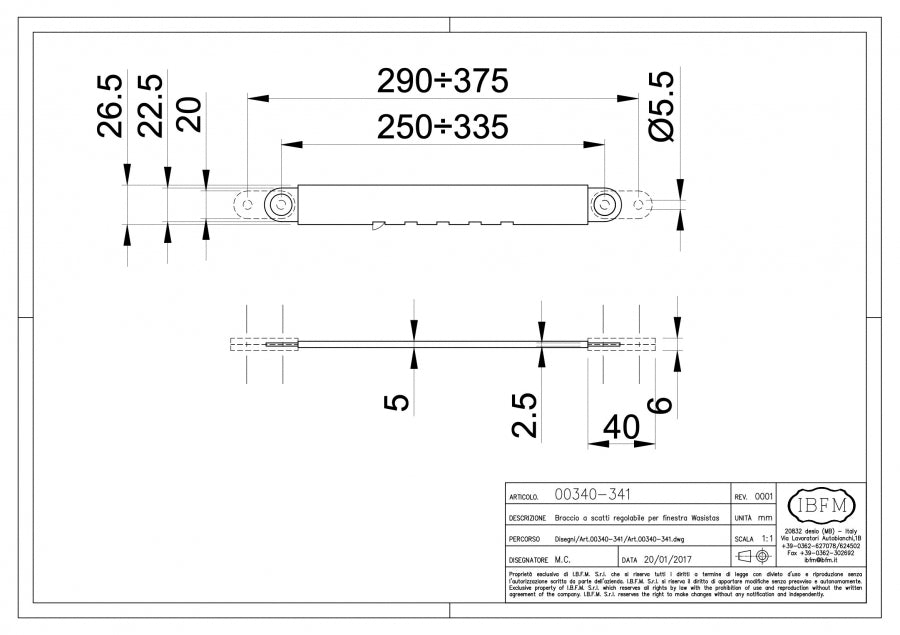 IBFM Art. 340-341 Braccio a Scatti regolabile