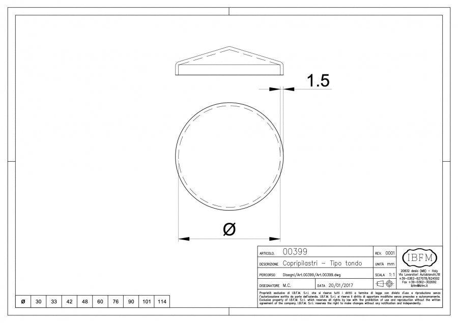 Art. 399 Copripilastro Tondo