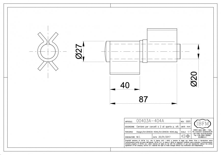 IBFM Art. 403/A-404/A Hinge for Gate - 2 Open Wings