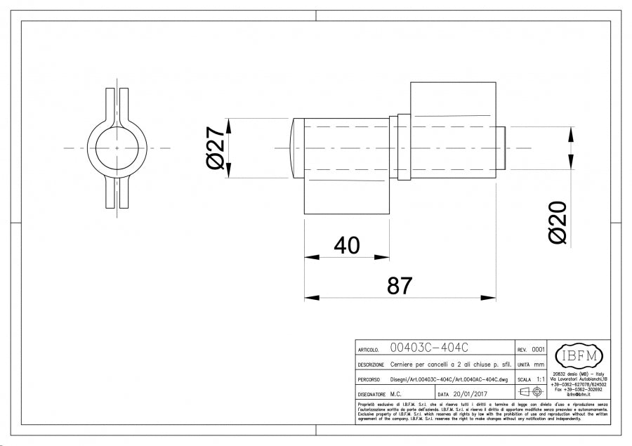 IBFM Art. 403/C-404/C Cerniera per Cancello a 2 Ali Chius