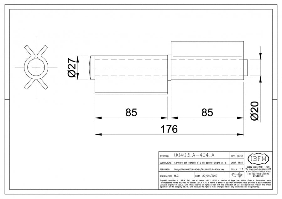 IBFM Art. 403/LA-404LA Hinge for Gate - 2 Long Open Wings