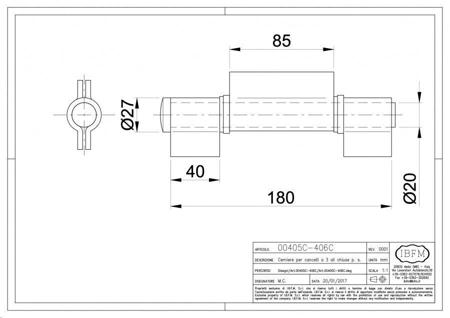 ibfm Art. 405/C-406/C Cerniera per Cancelli a 3 Ali Chiuse