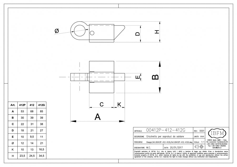 IBFM Art. 412P-412-412/G Cricchetto per Sopraluci - Medio