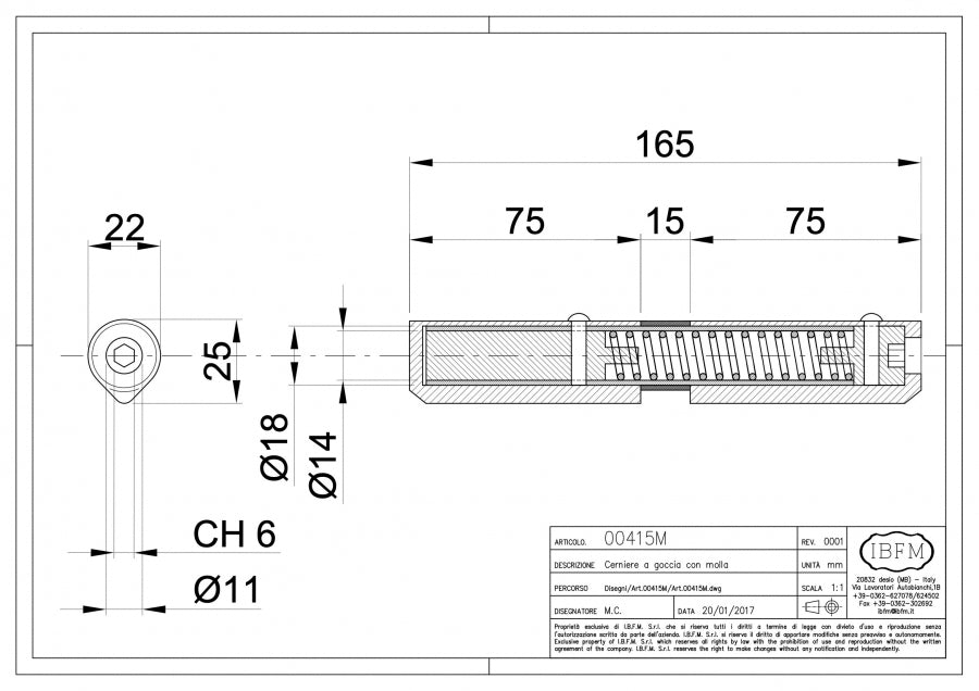 IBFM Art. 415/MI-KIT Kit Cerniera a Goccia con Molla