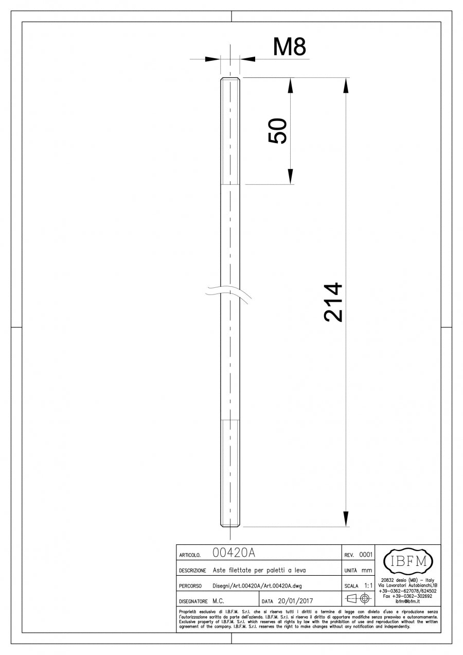 IBFM Art. 420/A Asta per Paletto a Leva