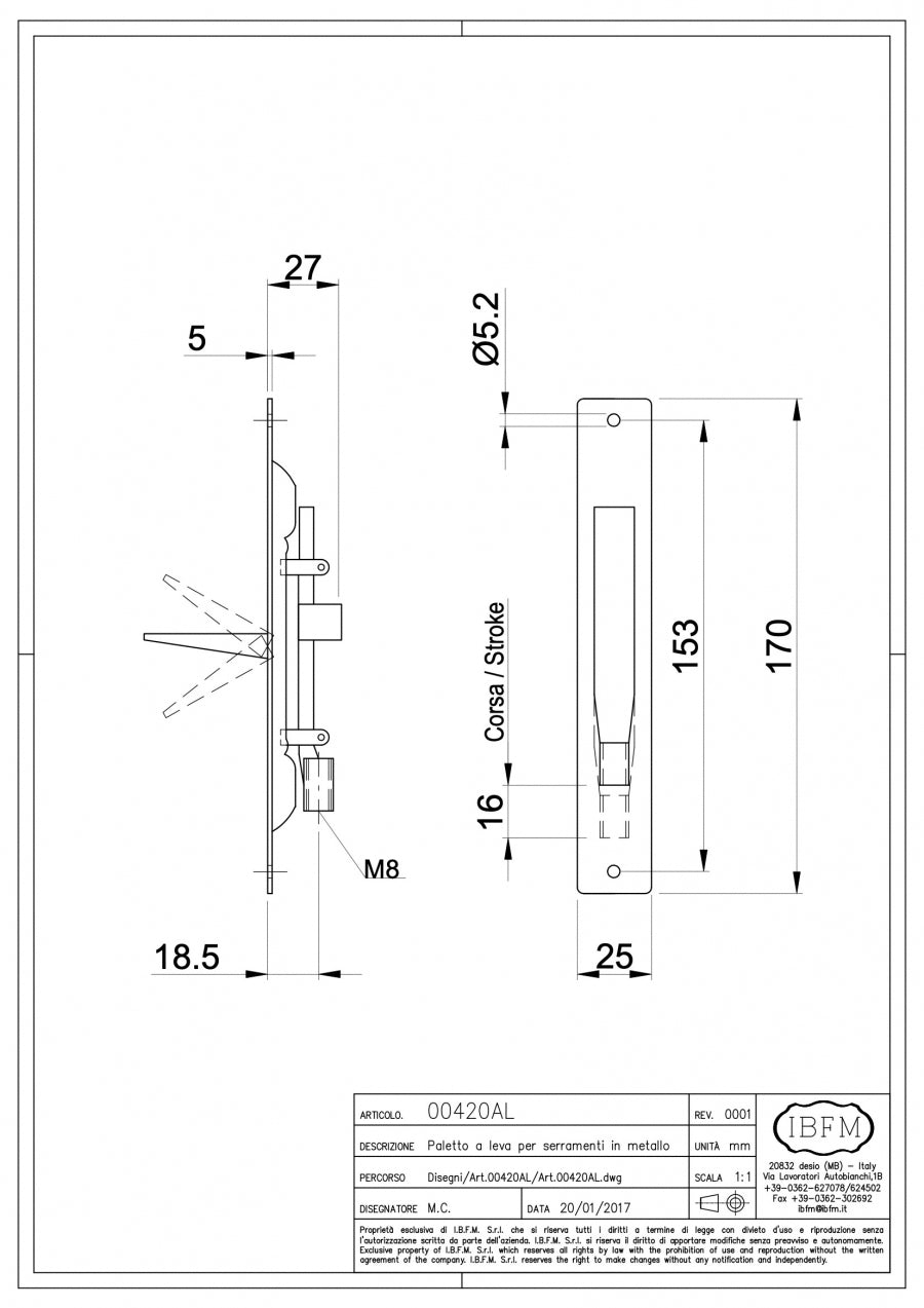 IBFM Art. 420/AL Flush Bolt for Metal Door