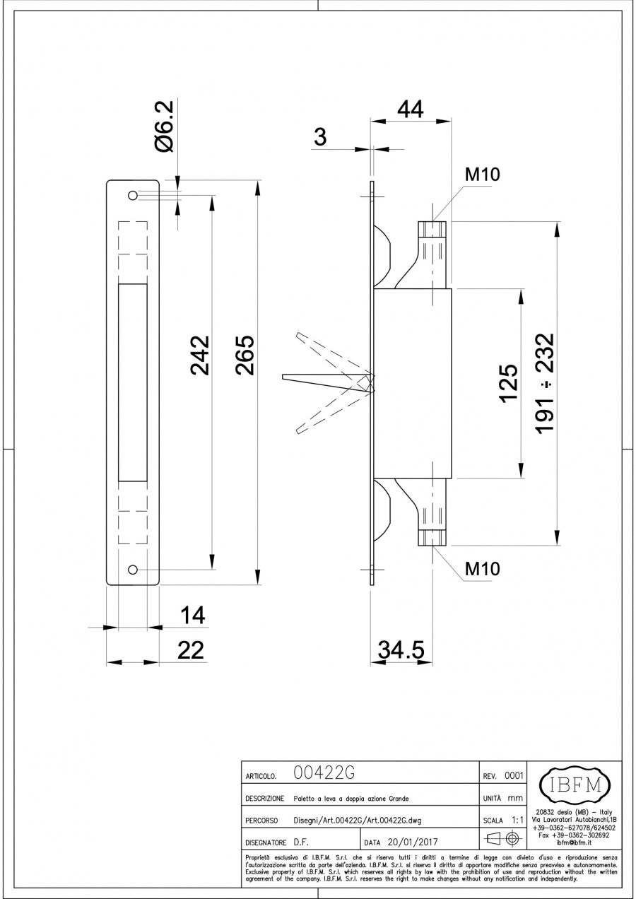 IBFM Art. 422G Paletto a Leva a Doppia Azione - Grande