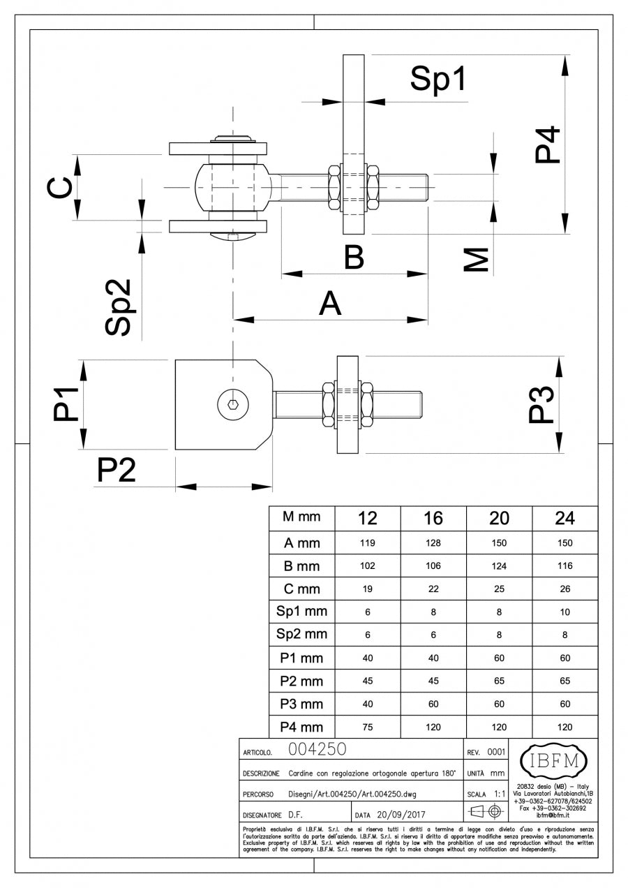 IBFM Art. 425/O Cardine con Regolazione Ortogonale