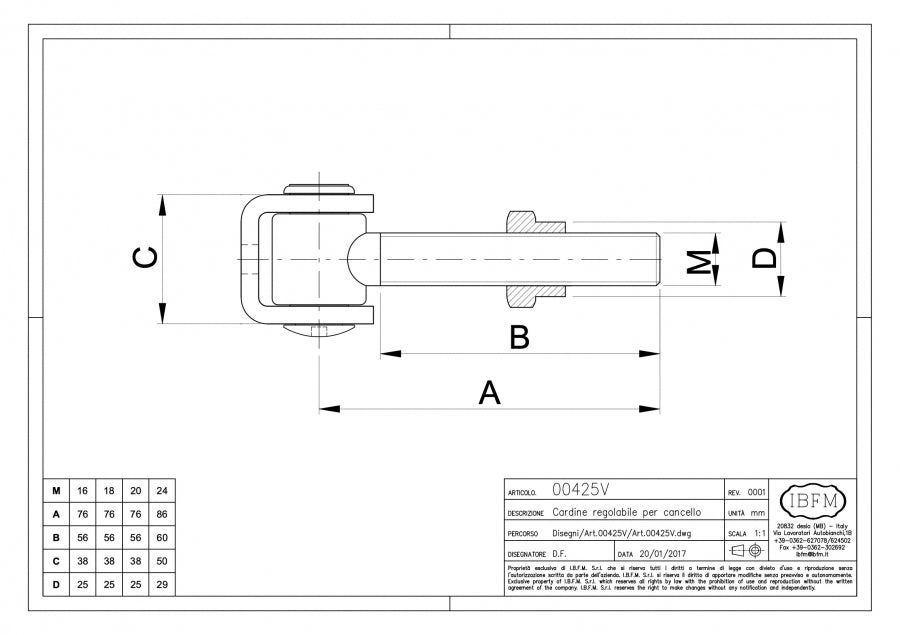 IBFM Art. 425/V Cardine Regolabile