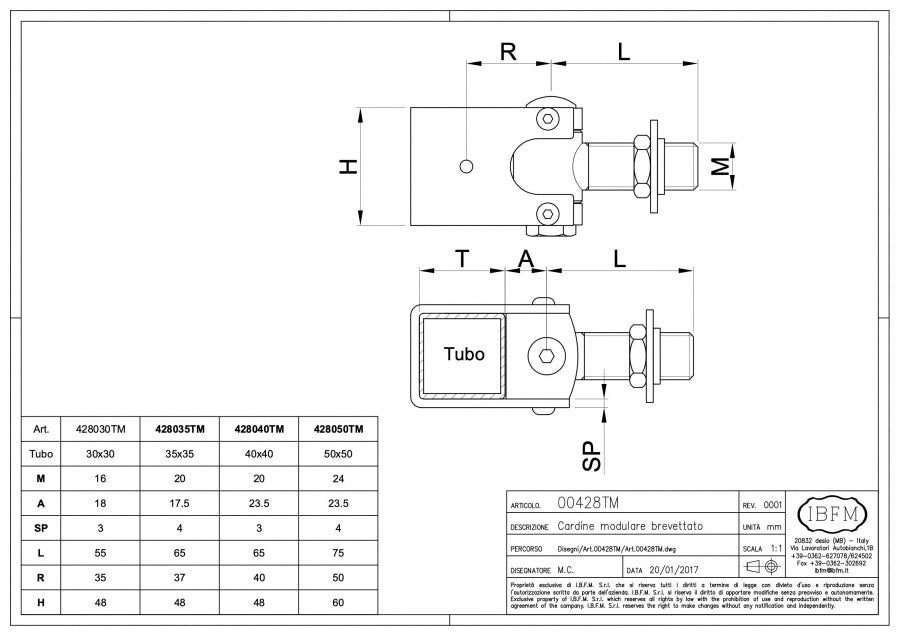 IBFM Art. 428/TM Cardine Modulare Brevettato