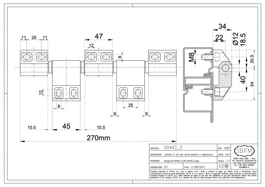 IBFM Art. 443/5 Cerniere per Porte Pesanti a 5 Ali