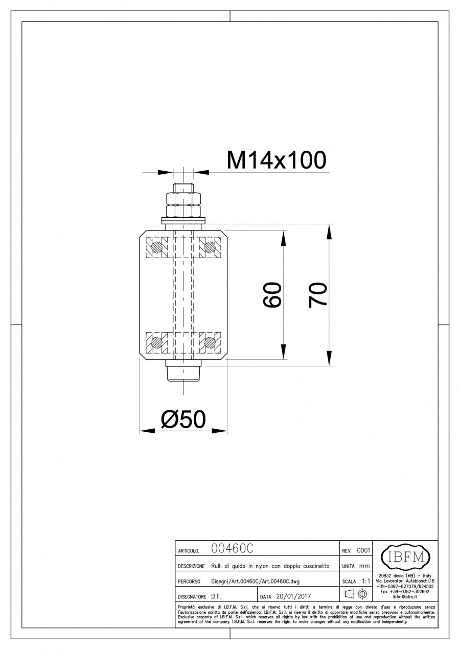 IBFM Art. 460/C Rullo di Guida con Cuscinetto