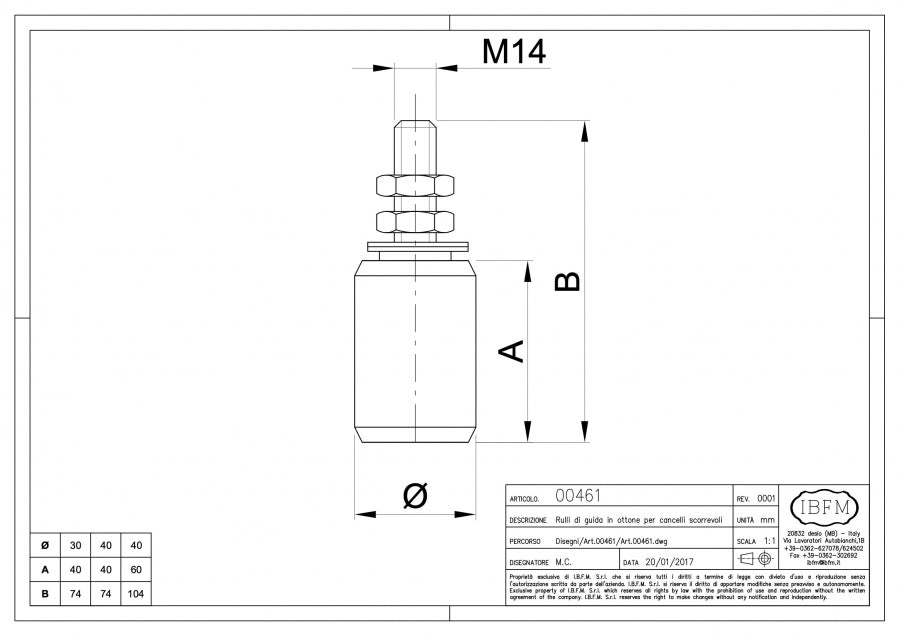 IBFM Art. 461 Rulli di Guida per Cancello Scorrevole