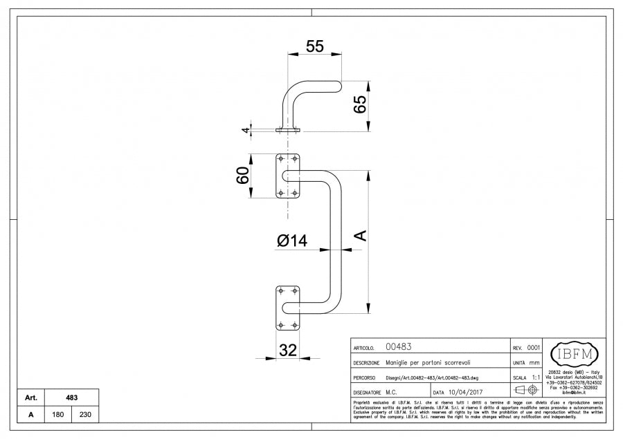 IBFM Art. 483 Maniglia per Portone