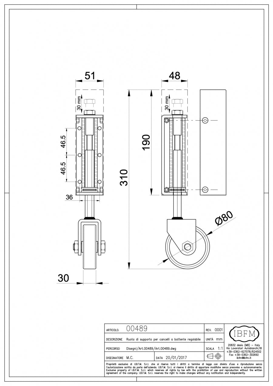 IBFM Art. 489 Ruota di Supporto per Cancelli