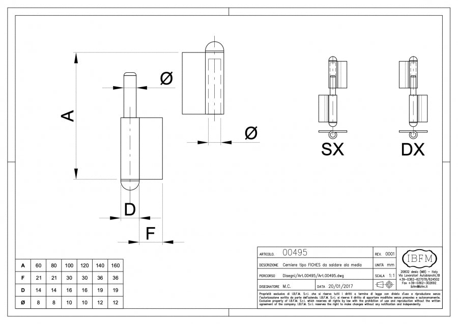 IBFM Art. 495 Cerniera Tipo Fiches