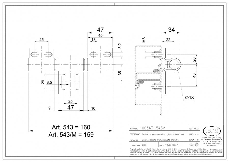 Art. 543-543/M Cerniere per Porte Pesanti a 3 Ali