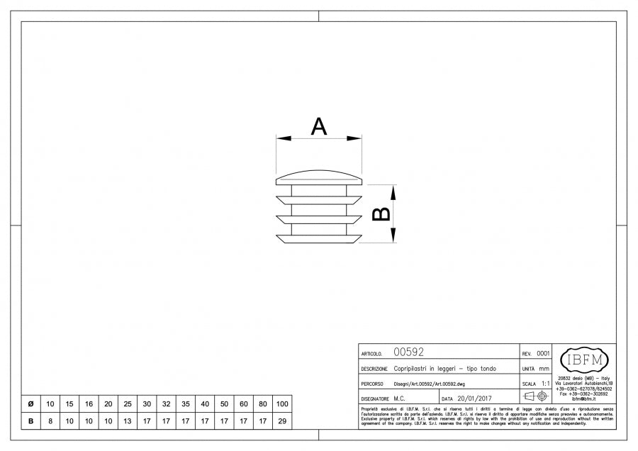 IBFM Art. 592 Copripilastro Leggero Tipo Quadro