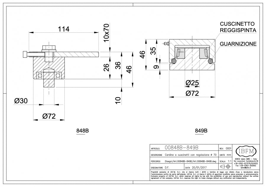 IBFM Art. 848-849B Cardine a Cuscinetti Tipo Basso