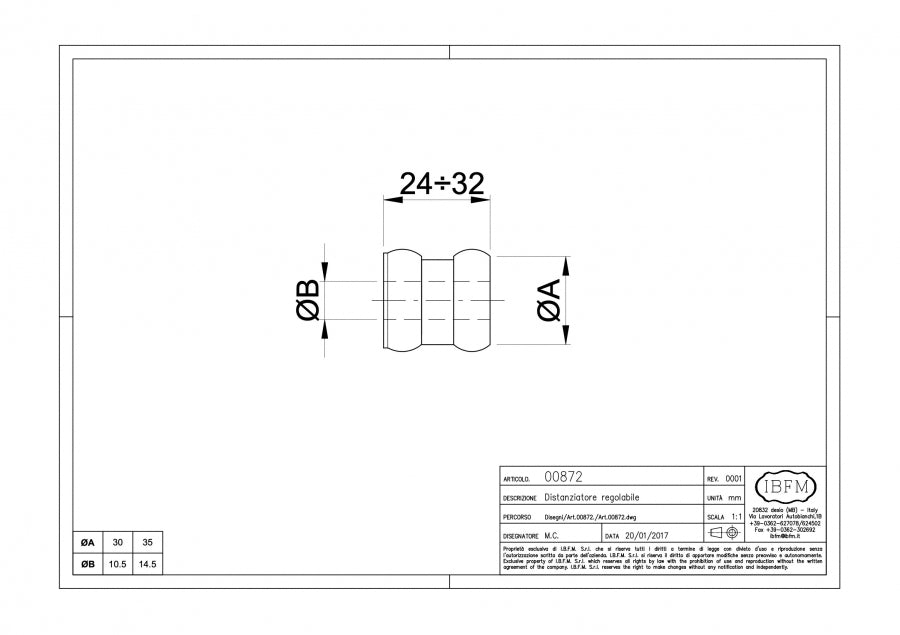 IBFM Art. 872 Distanziatore Regolabile