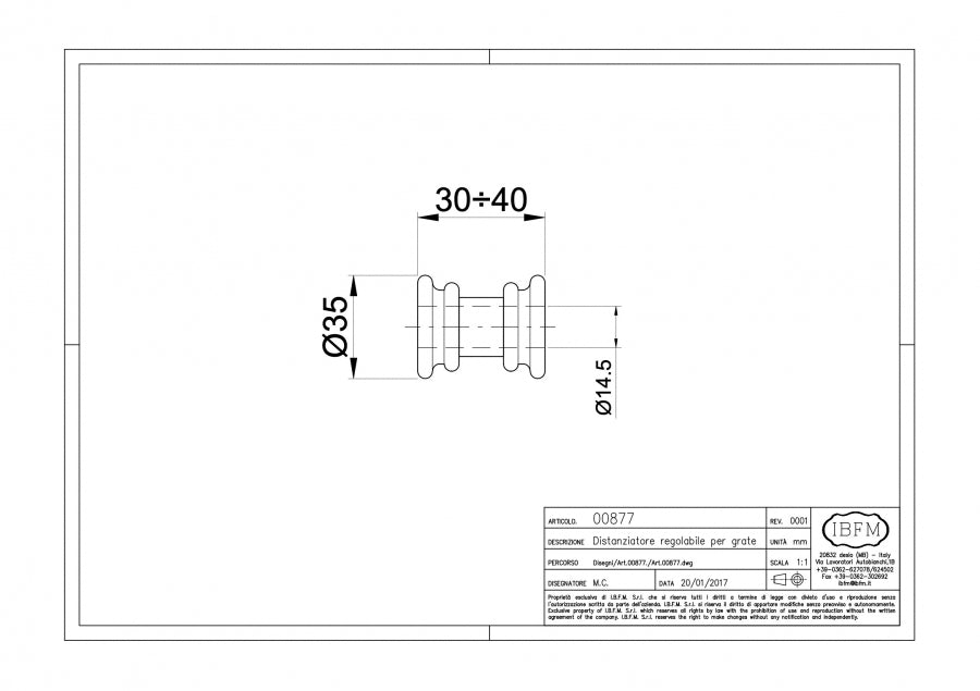 IBFM Art. 877 Distanziatore regolabile per Grate