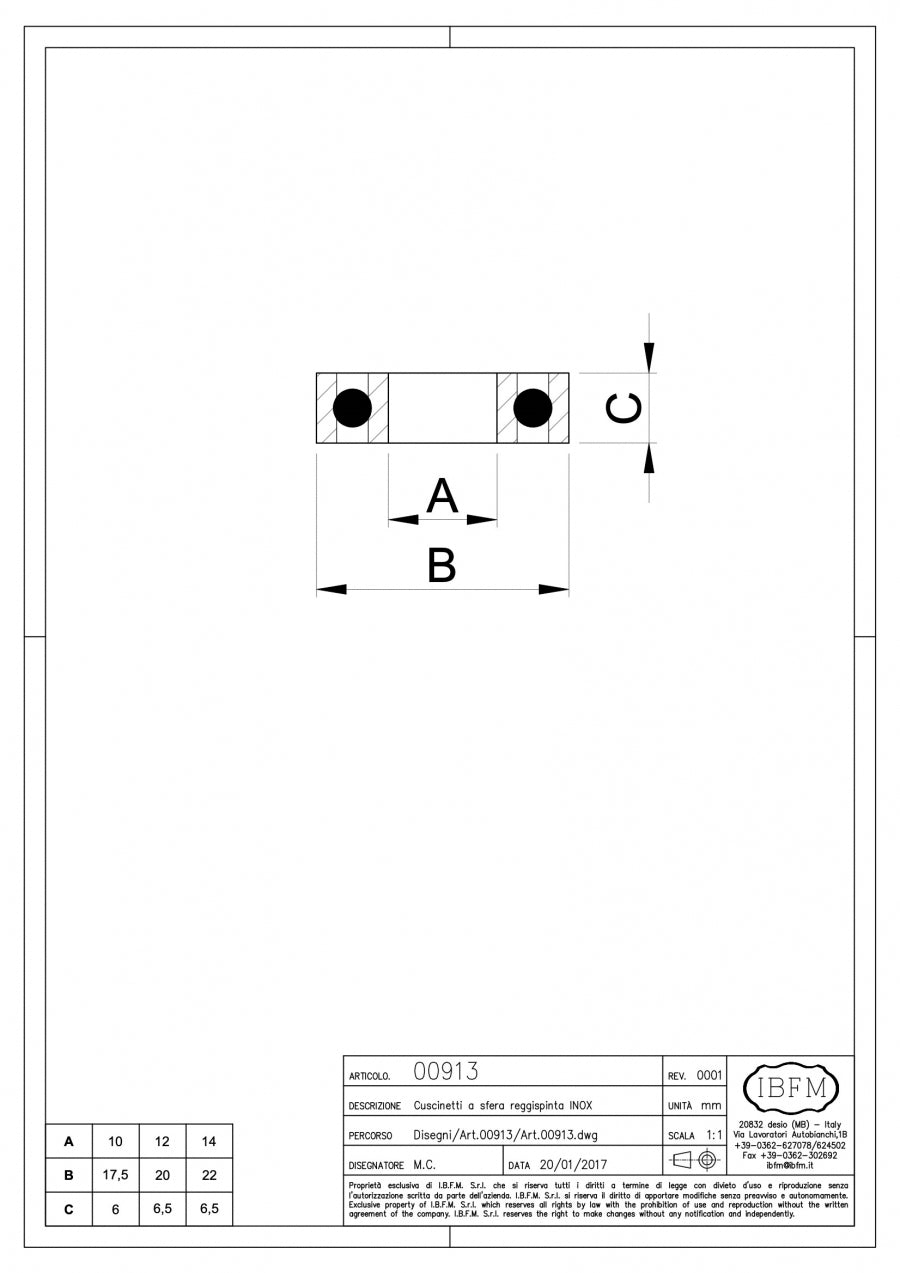 IBFM Art. 913 Cuscinetti a Sfera
