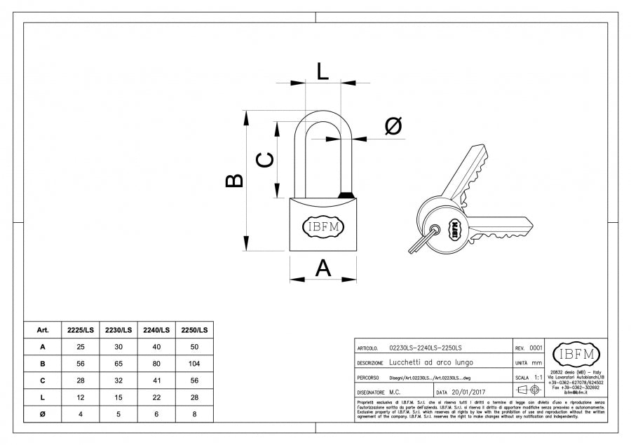 IBFM Art. 2225/LS-2230/LS-2240/LS-2250/LS Lucchetto ad Arco