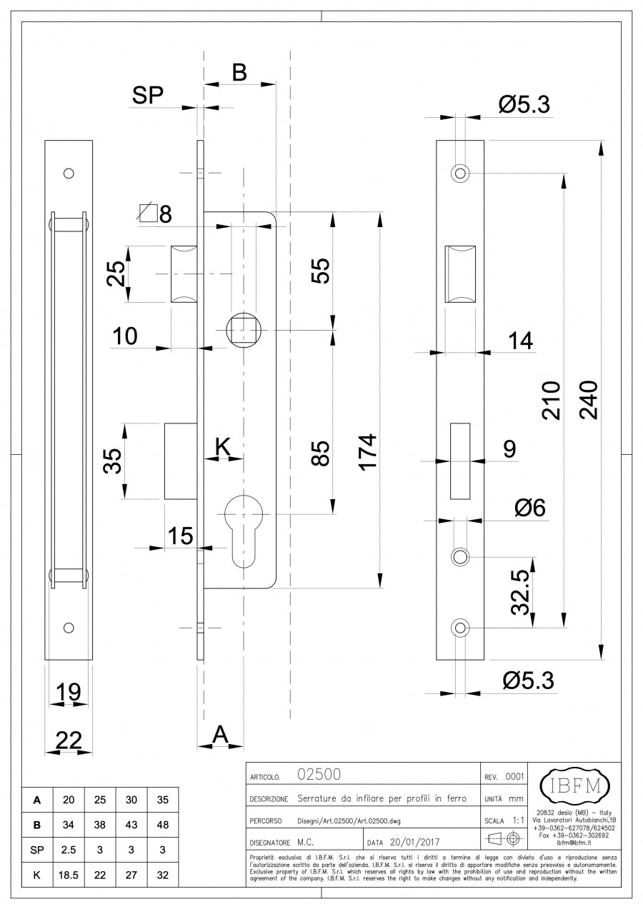IBFM Art. 2500 Serratura da Infilare
