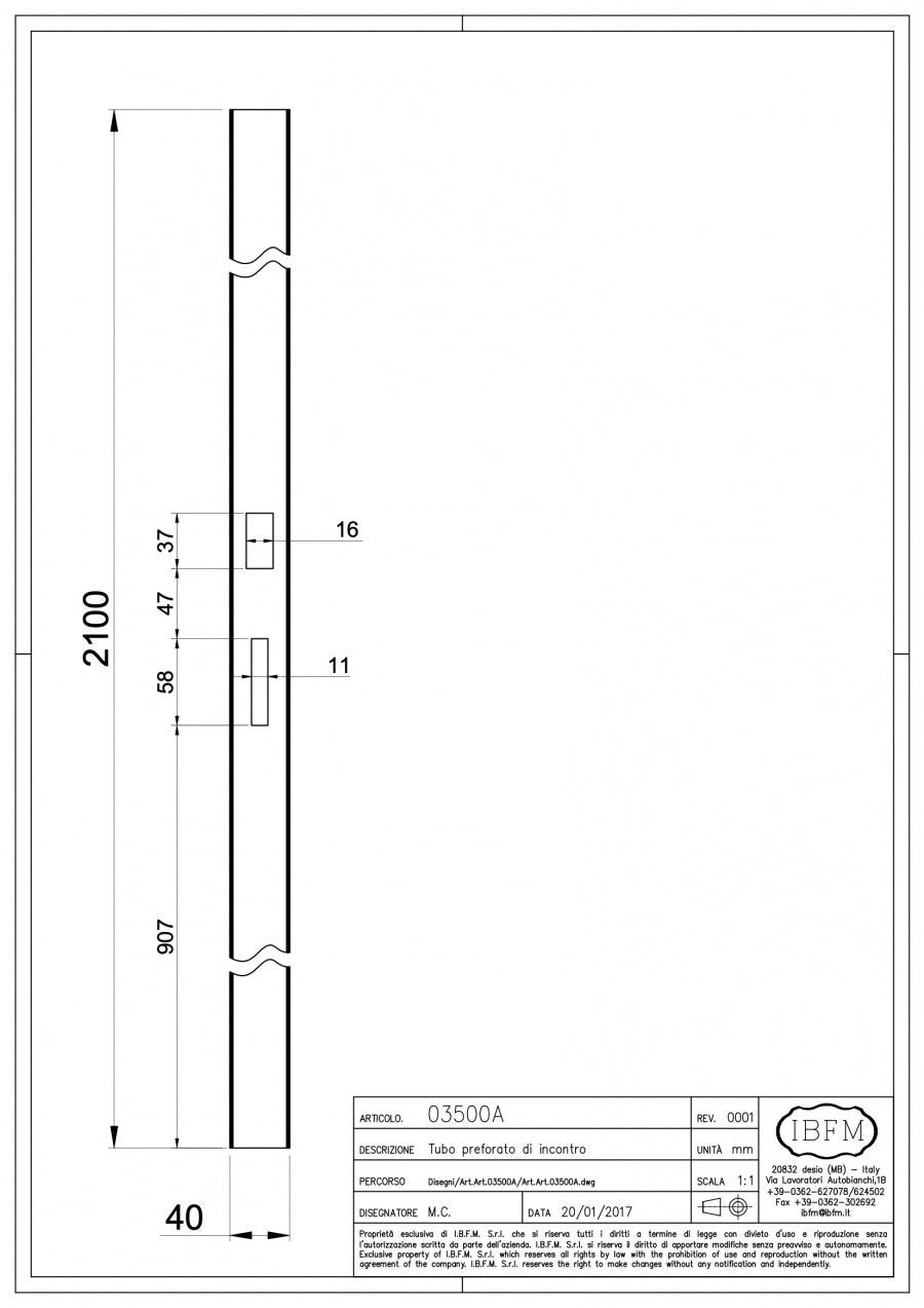 IBFM Art. 3500/A Tubo Preforato Incontro