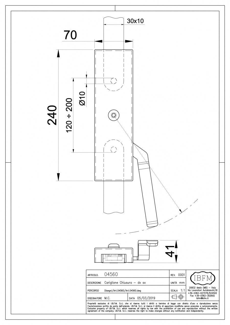 IBFM Art. 4560 Cariglione a Doppia Azione Destro o Sinistro