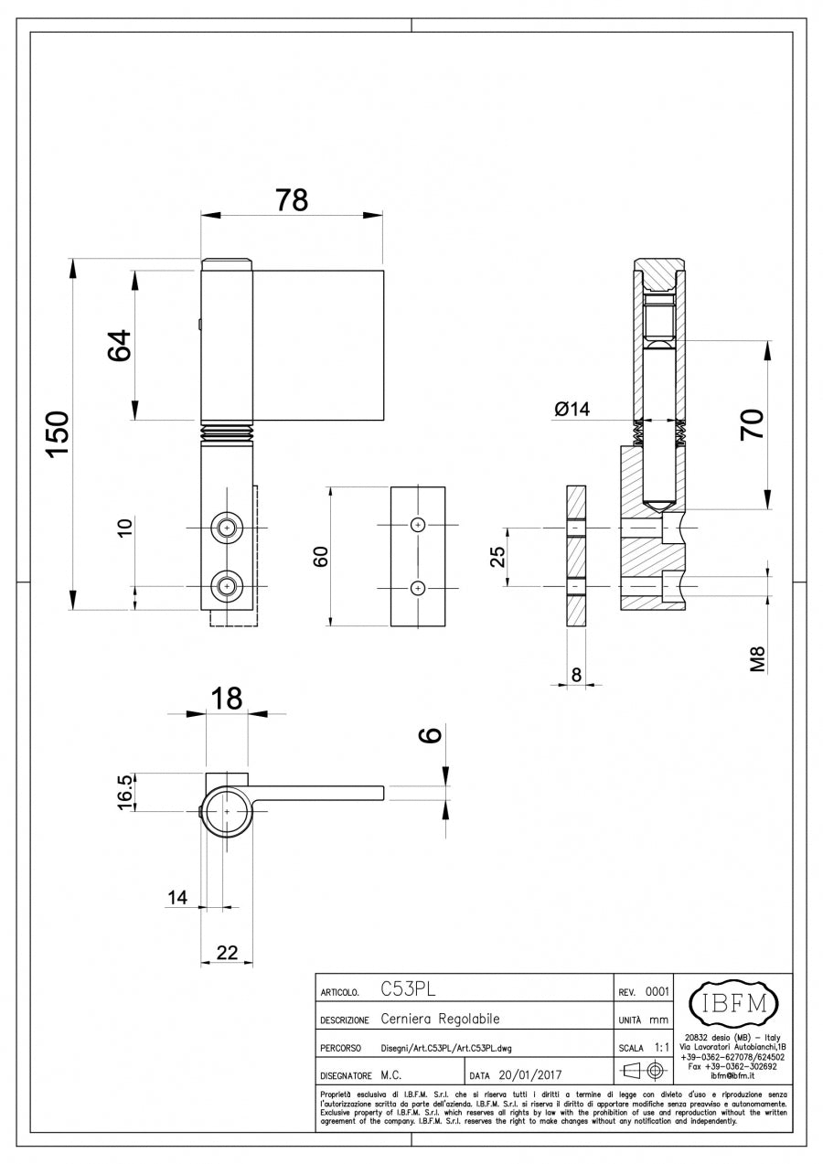 IBFM Art. C53/PL Cerniera Regolabile